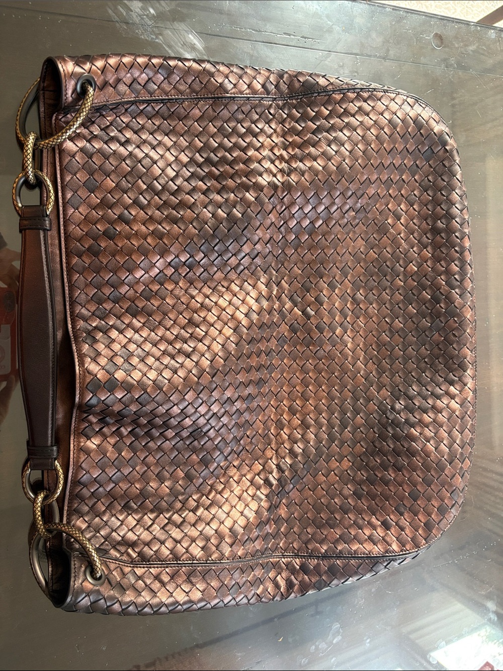 Bottega Veneta Metallic Brown Intrecciato Shoulder Bag